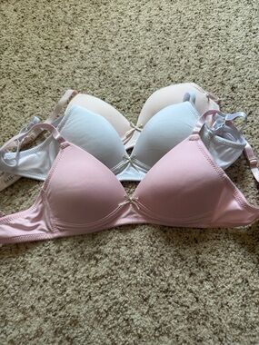 Nicole Miller Everyday Lightly Padded T-Shirt Bra - Pink, White, Beige 30A NWOT